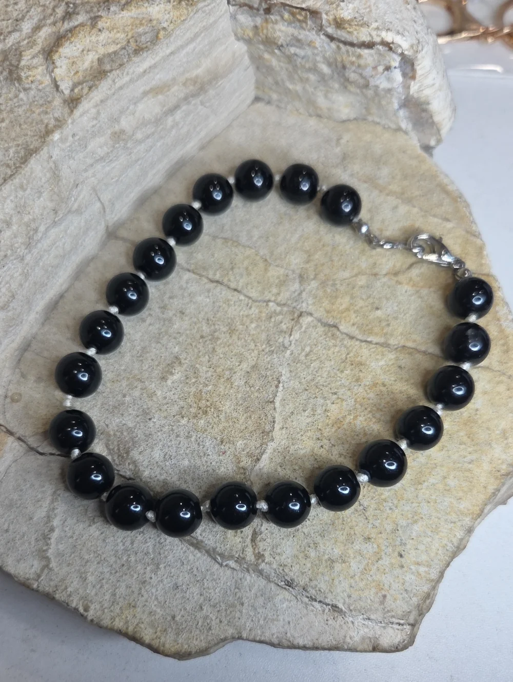 Black Beaded Men's Bracelet - Classic Elegance